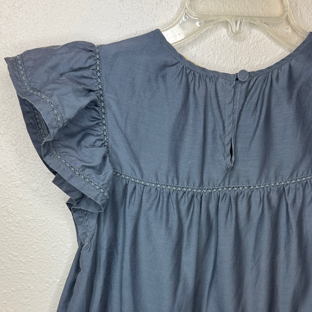 Marie Oliver Pennie‎ Charcoal Silk Cotton Crotchet Flutter Sleeve Boho - XS - Picture 10 of 16